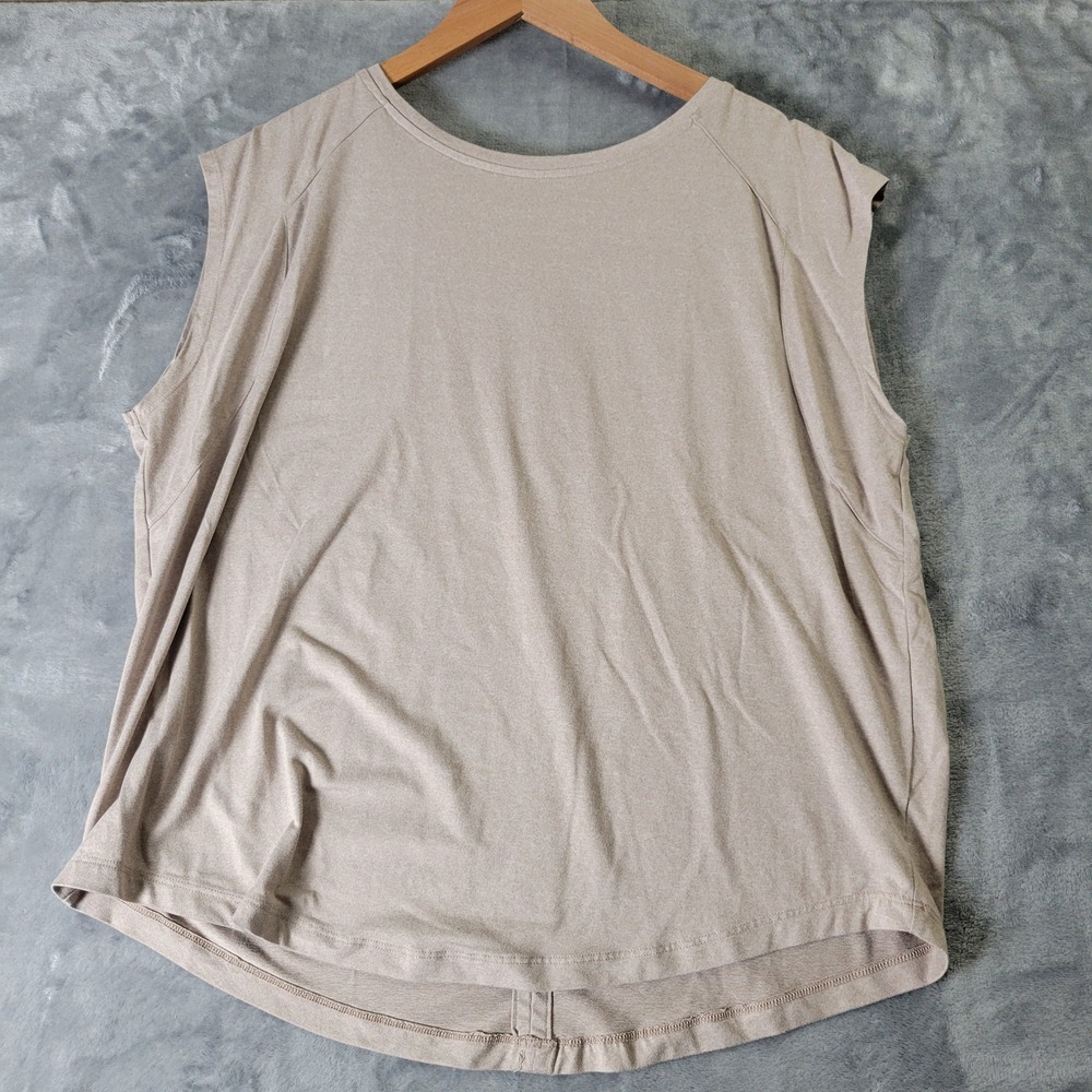 Varley Tan Heathered Muscle Top M Pleated Back Athleisure Minimalist Workout